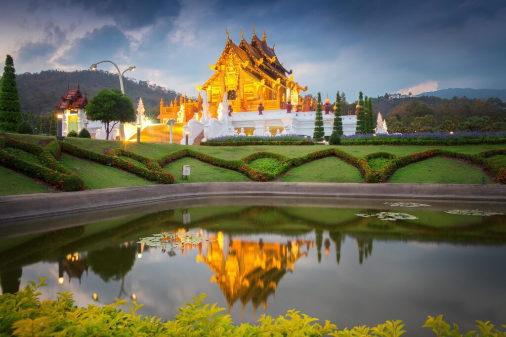 Ho Kham Luang at Royal Flora Expo, traditional Thai architecture in the Lanna style, Chiang Mai, Thailand Stock Free