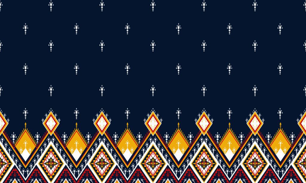 Abstract ethnic ikat chevron pattern background. ,carpet,wallpaper,clothing,wrapping,Batik,fabric,Vector illustration.embroidery style. Free Vector