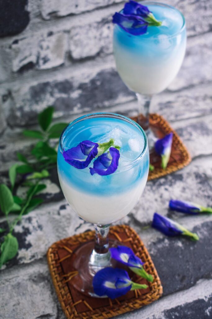 blue latte from butterfly pea flower Stock Free