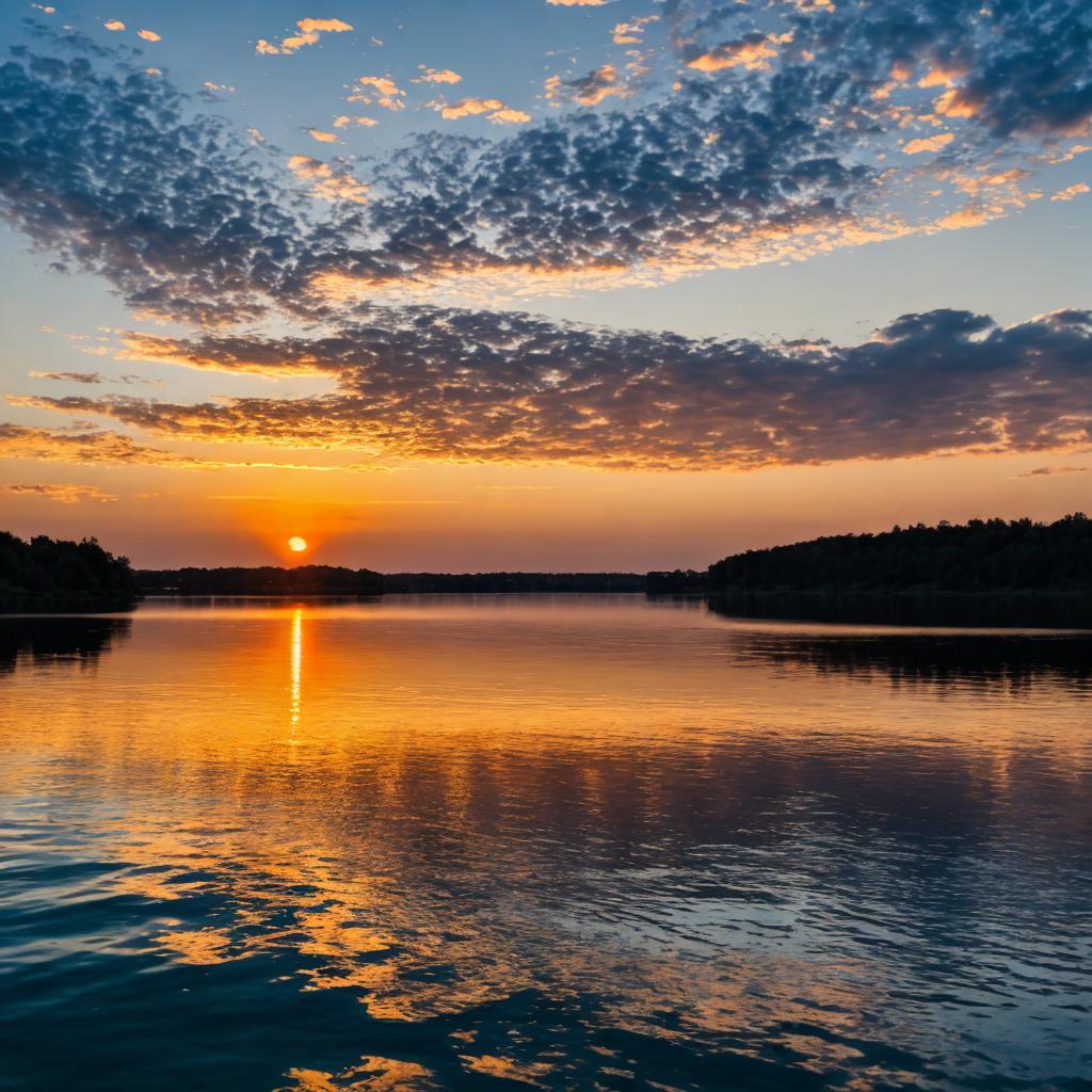 Sunset over a lake. by @ai_generated