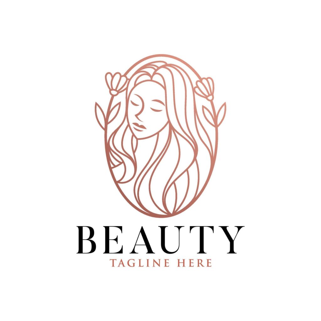 Feminine line art beauty woman natural logo template Stock Free and Free SVG