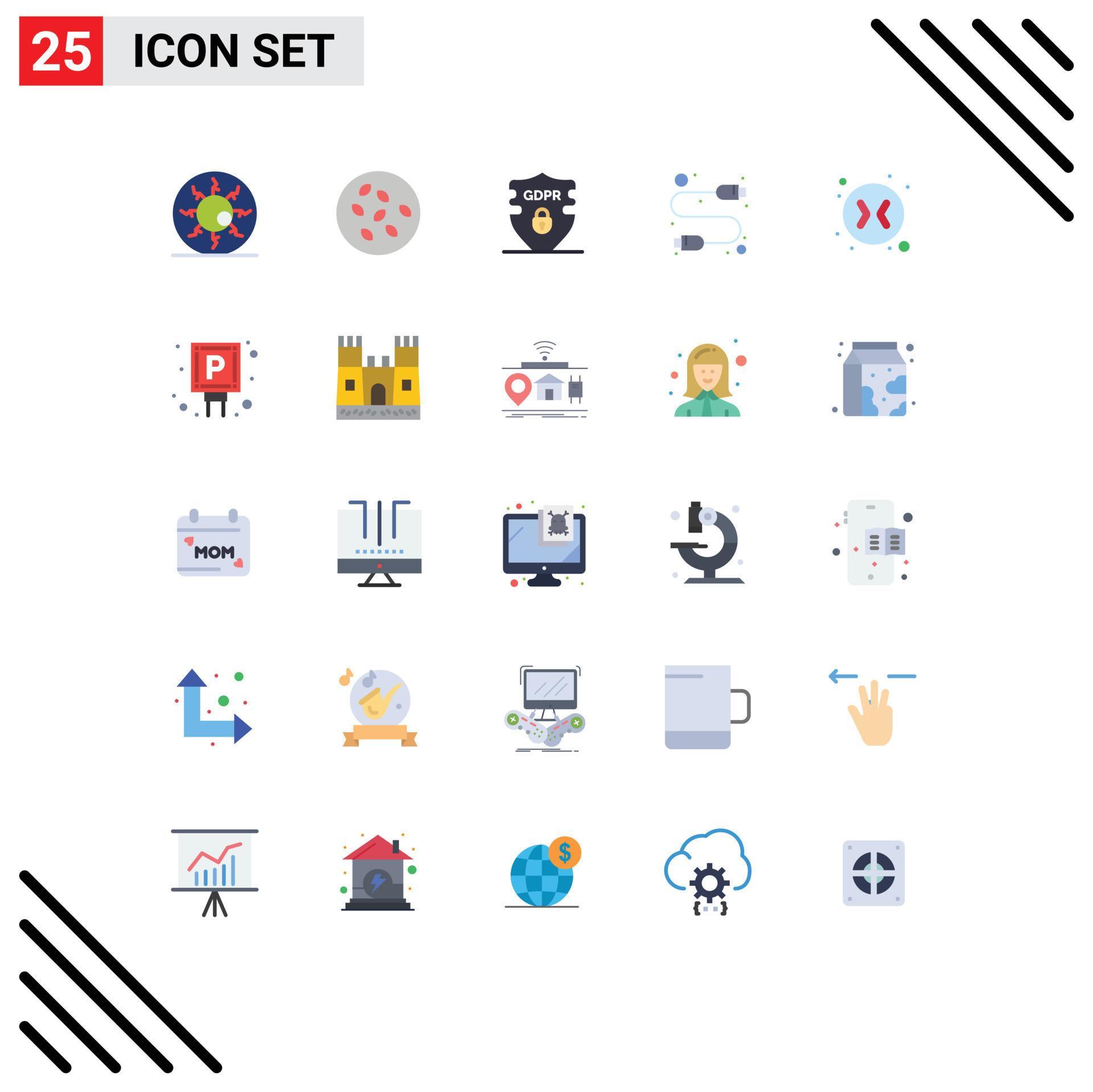 Group of 25 Flat Colors Signs and Symbols for arrows hardware seamus computer security Editable Vector Design Elements Stock Free