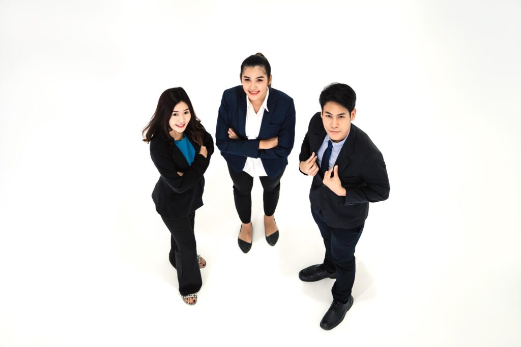 Young adult business asian team people on white background. Stock Free