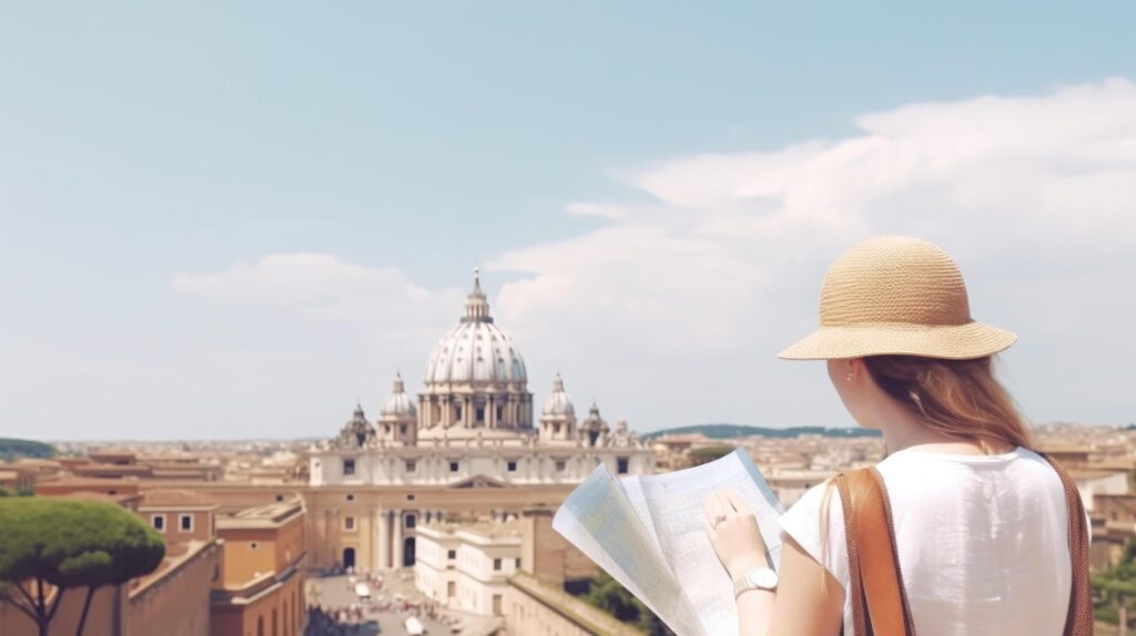 Tourist in Rome. Illustration Stock Free