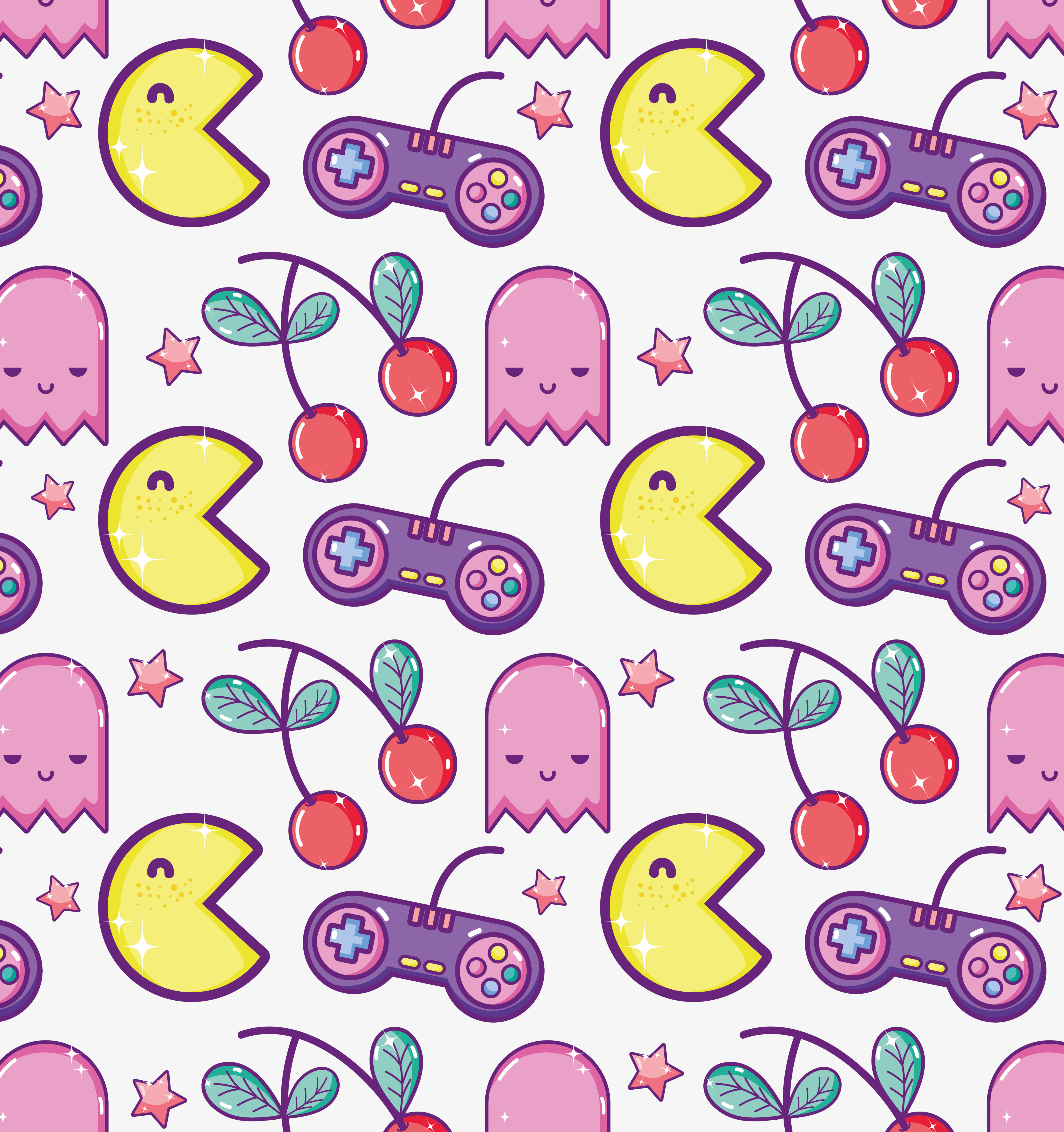 Videogame cartoons pattern background Free Vector