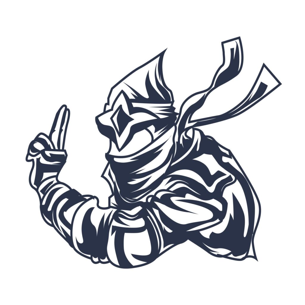 ninja war mascot logo inking illustration artwork Stock Free