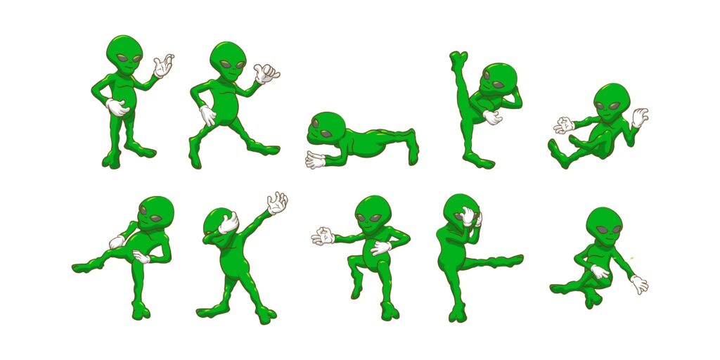 Silly Cartoon Alien Set Stock Free