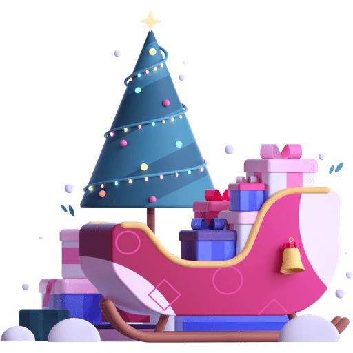 Sleigh, presents, gifts 3D illustration