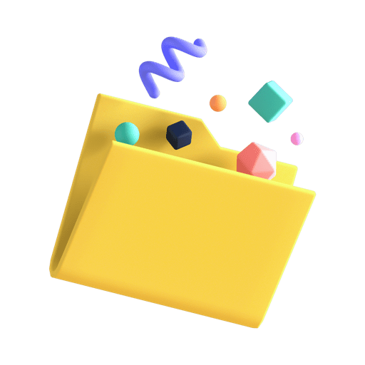 3, folder, files 3D illustration