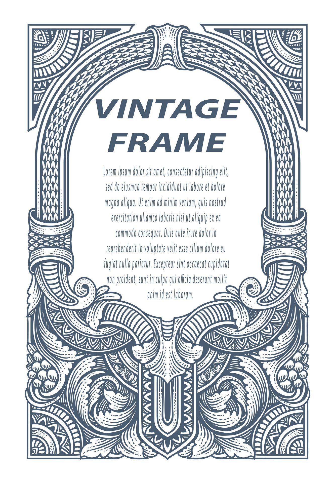 Vintage border frame engraving with antique ornament pattern – Eps 10 Free Vector