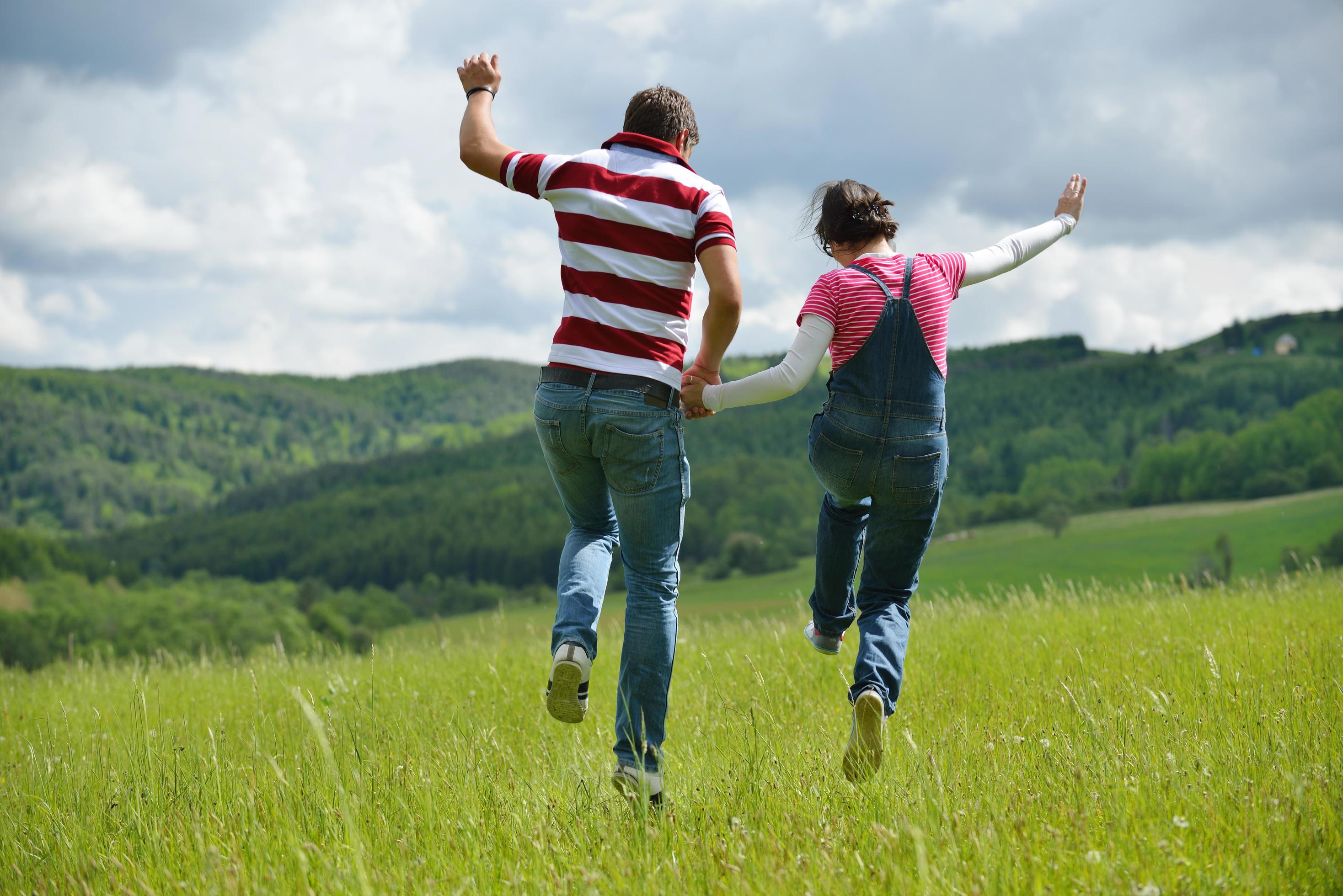 romantic young couple in love together outdoor Stock Free