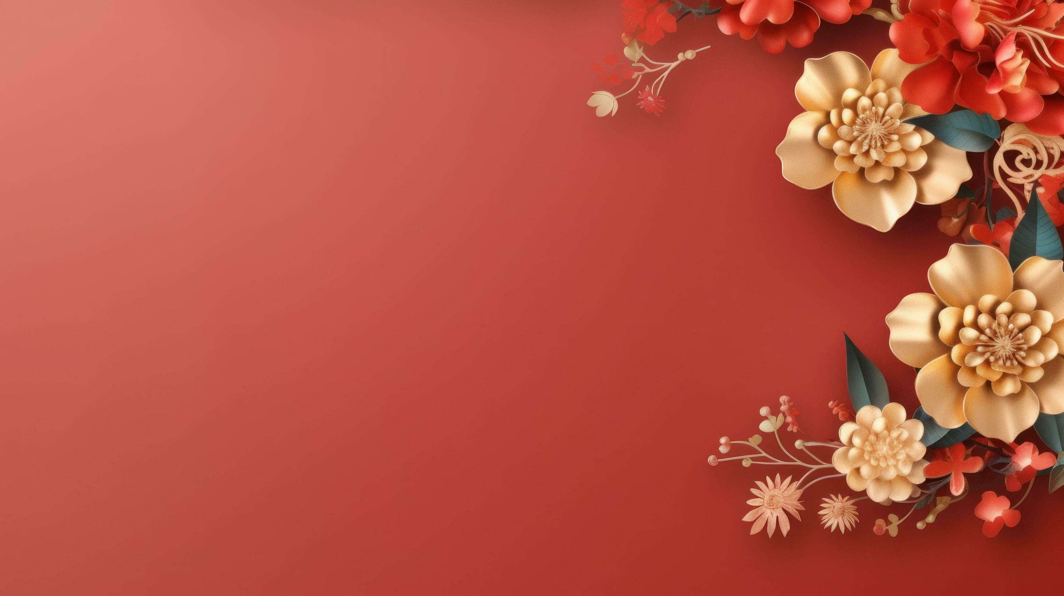 Chinese holiday background with flowers Stock Free