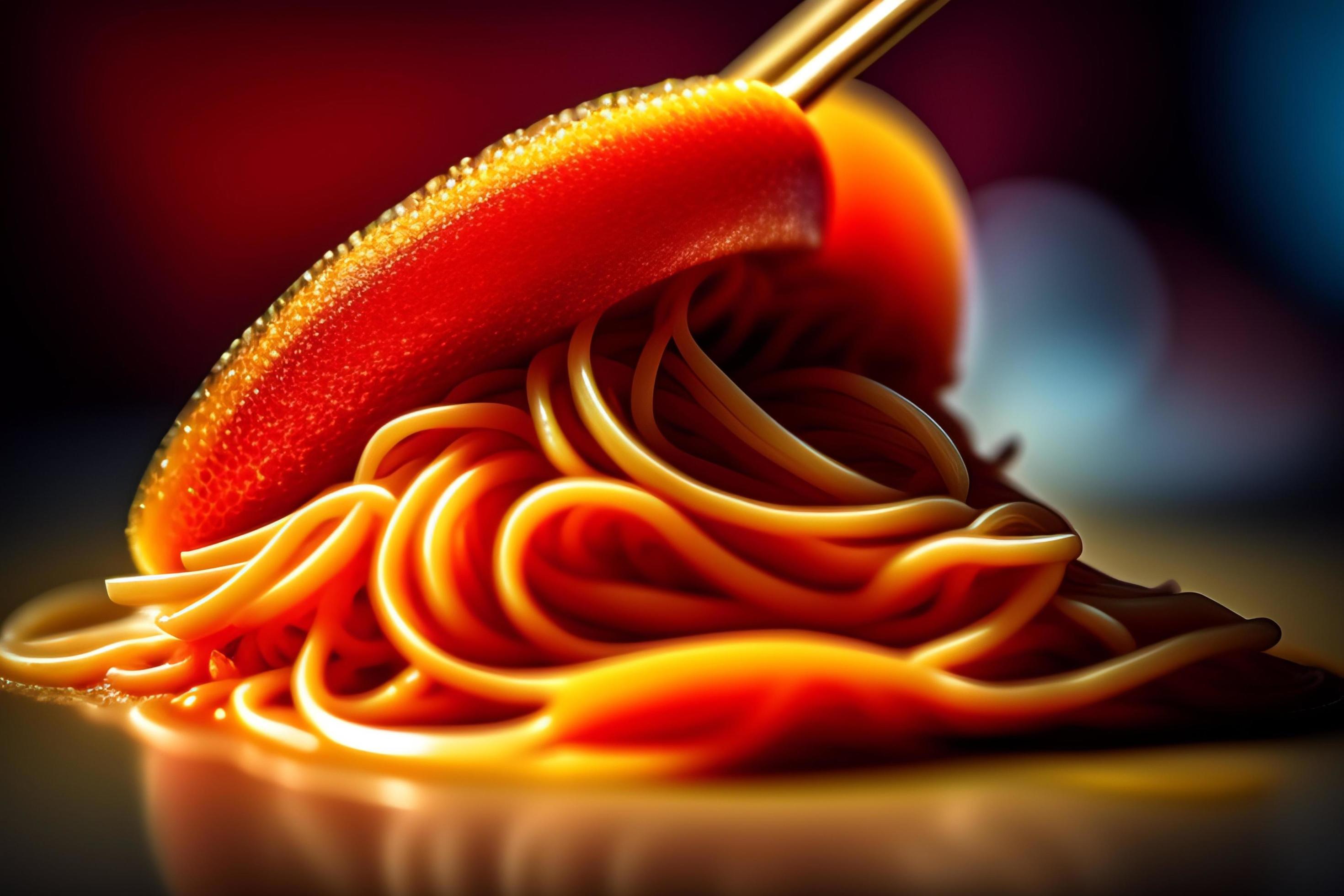 Delicious noodles. Fast food meal with appetizing pasta and chopsticks. Stock Free