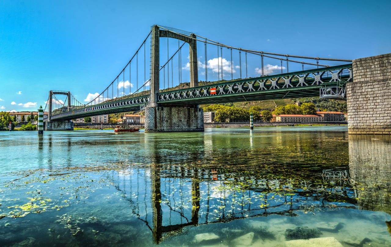 Bridge over the river Rhone Stock Free