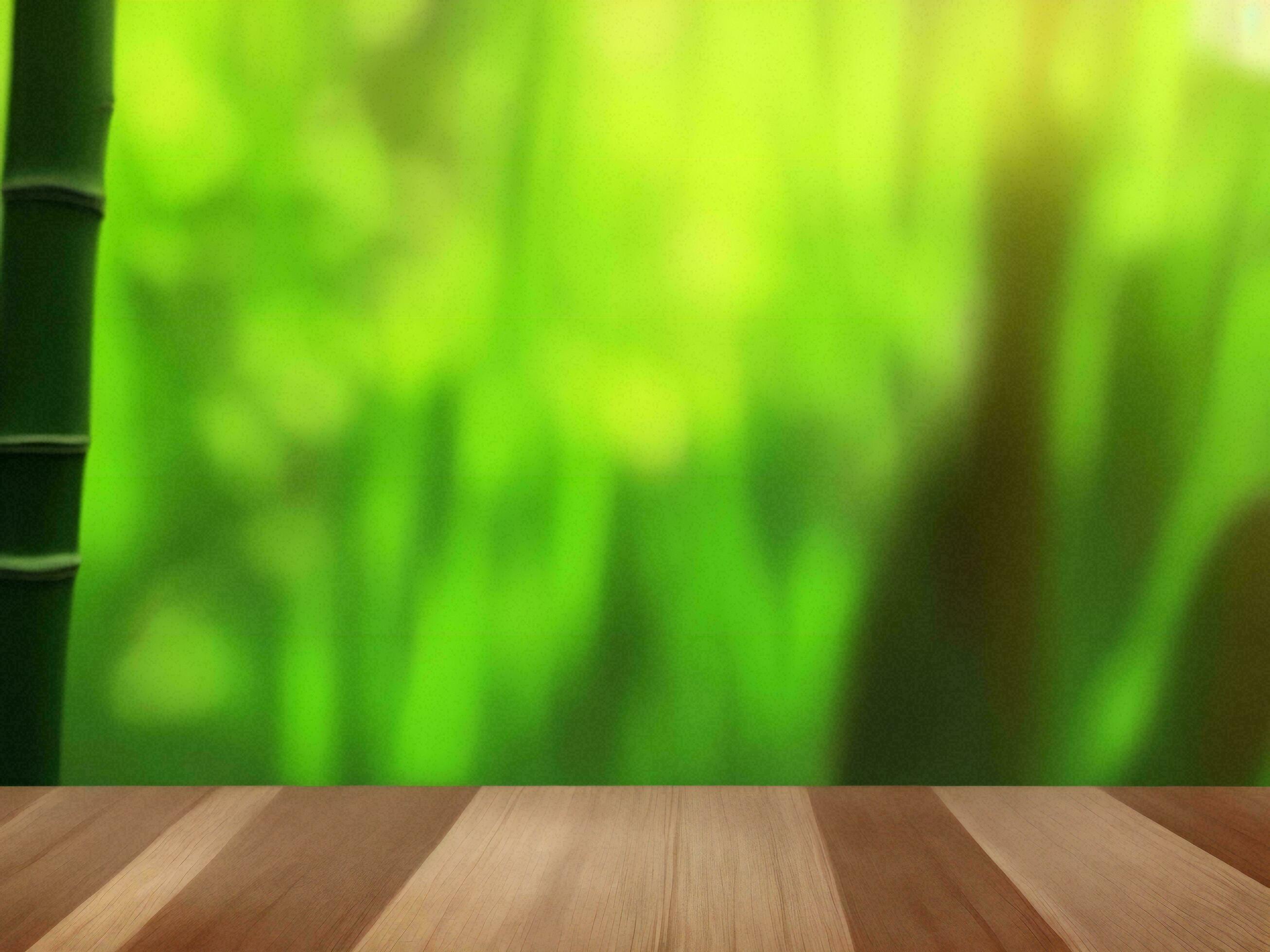 Wooden table on bamboo plant background ai generated Stock Free