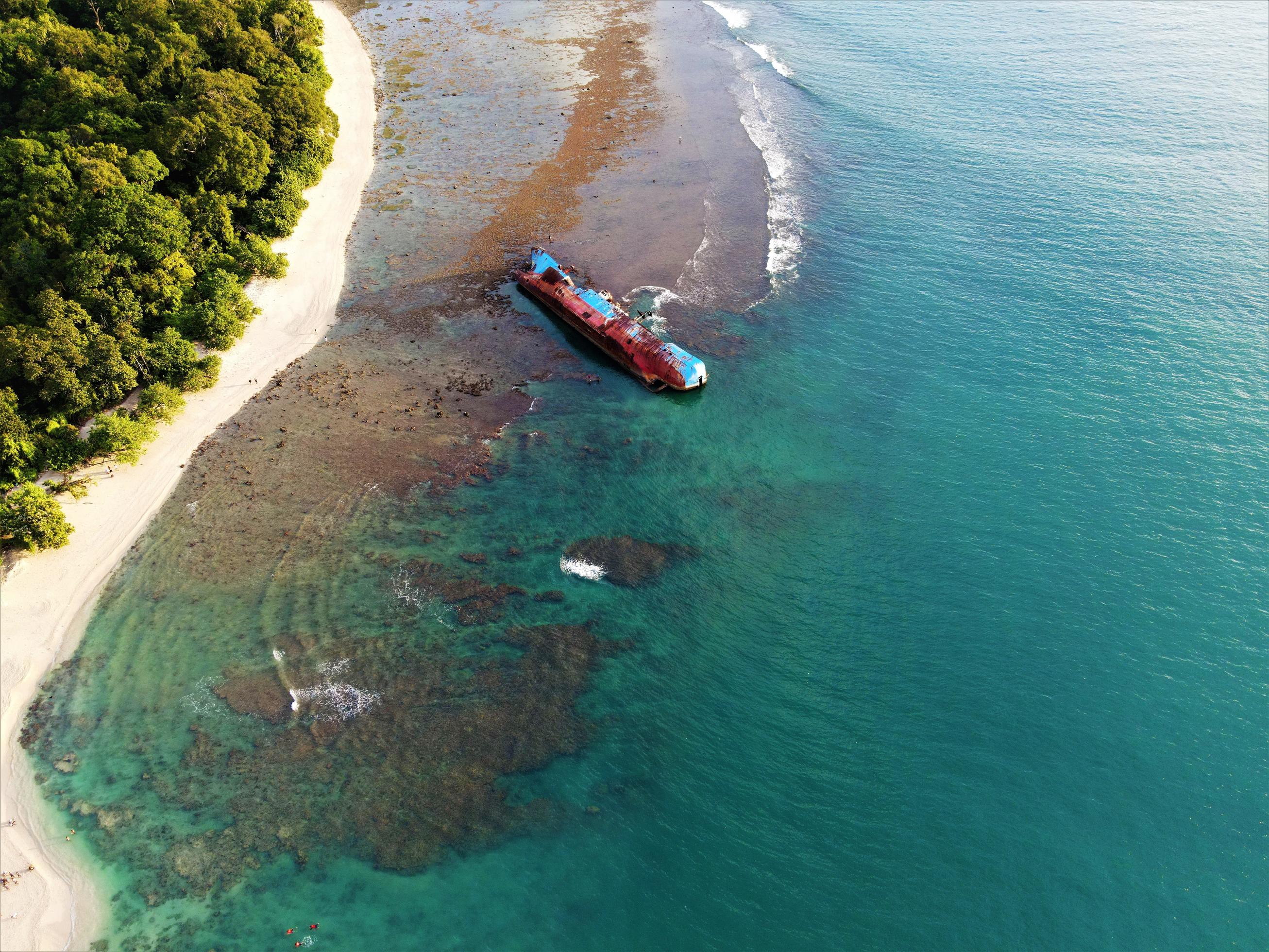 Beautiful aerial view, Natural panorama – beach background with blue waves. Stock Free