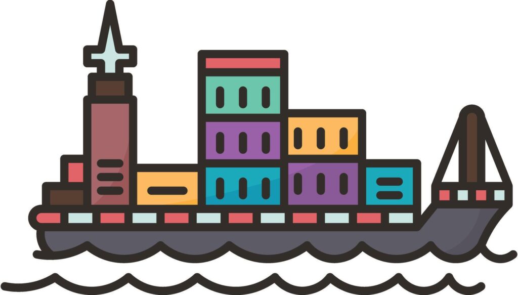 Ship icon silhouette illustration cargo ship Stock Free