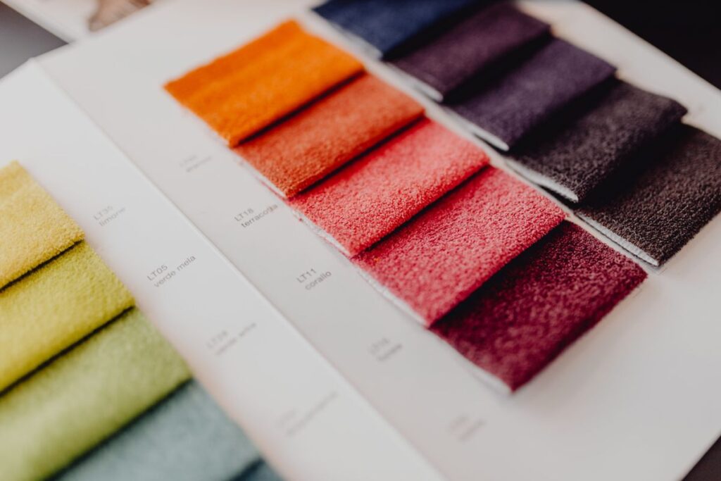 Colorful upholstery fabric samples Stock Free