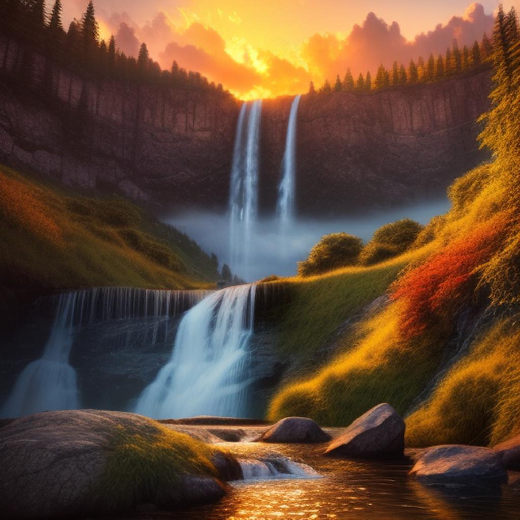 Background of beautiful waterfalls by @ai_generated