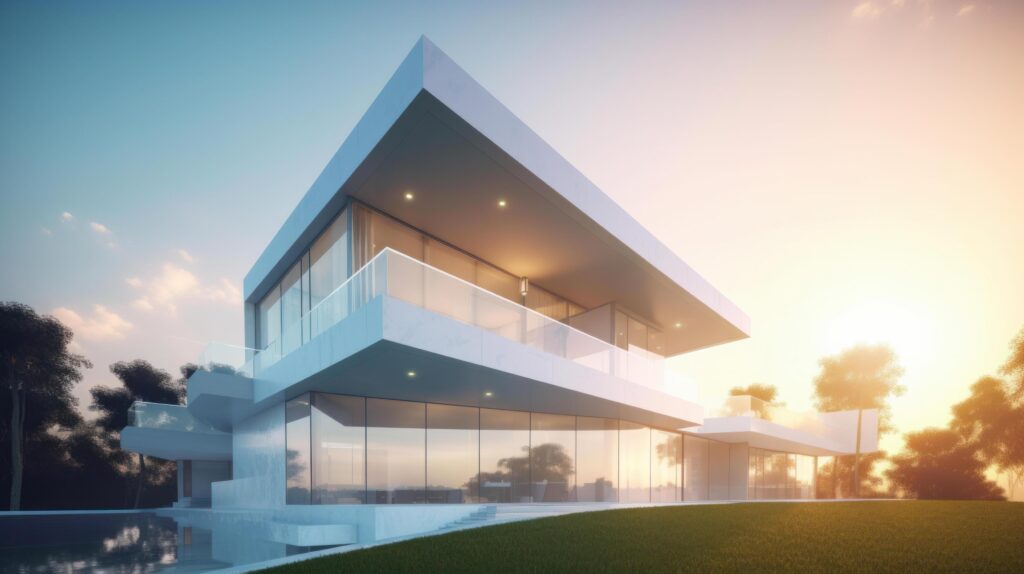 White modern villa. Illustration Stock Free