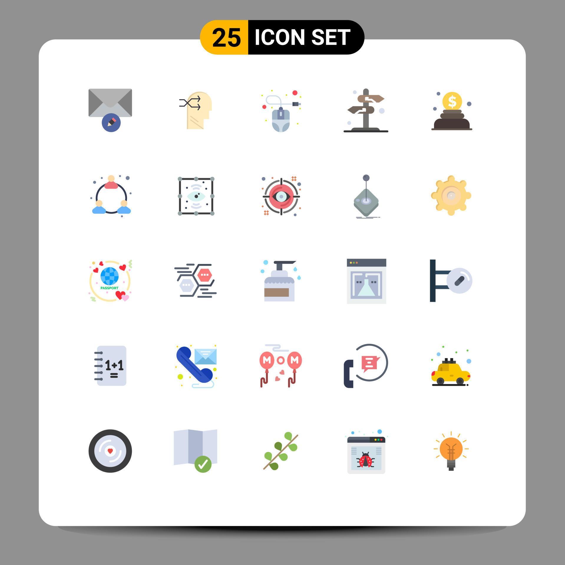 Flat Color Pack of 25 Universal Symbols of donation arrow computer mouse checkmark direction Editable Vector Design Elements Stock Free