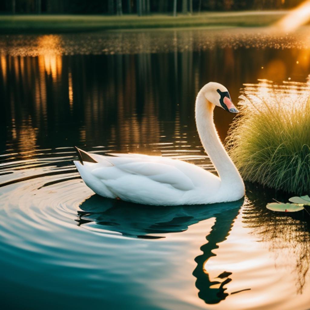 White swan in tranquil by @ai_generated