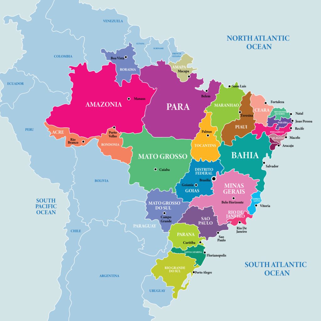 Brazil Detailed Country Map Background Free Vector