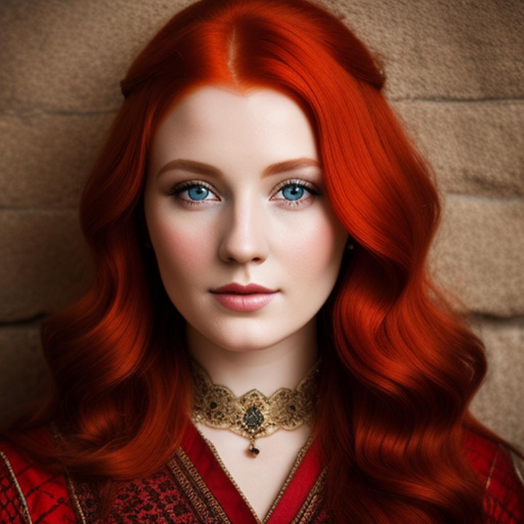 Medieval red headed lady by @ai_generated