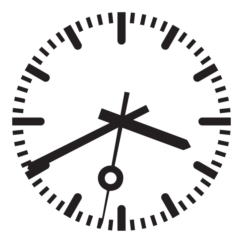 Clock vector and illustration black and white Free Vector