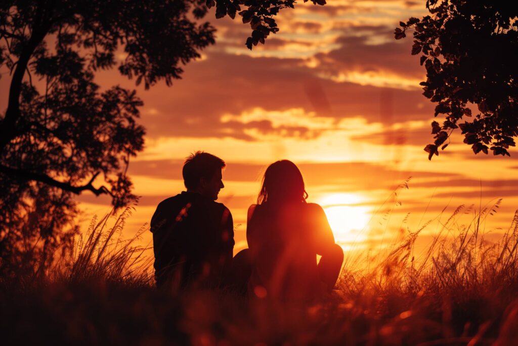 Romantic Love Date at Sunset Stock Free