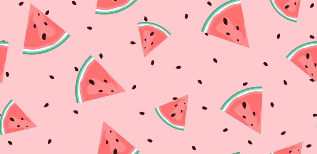 Summer Flat Seamless pattern Background with watermelon. Vector Illustration Free Vector