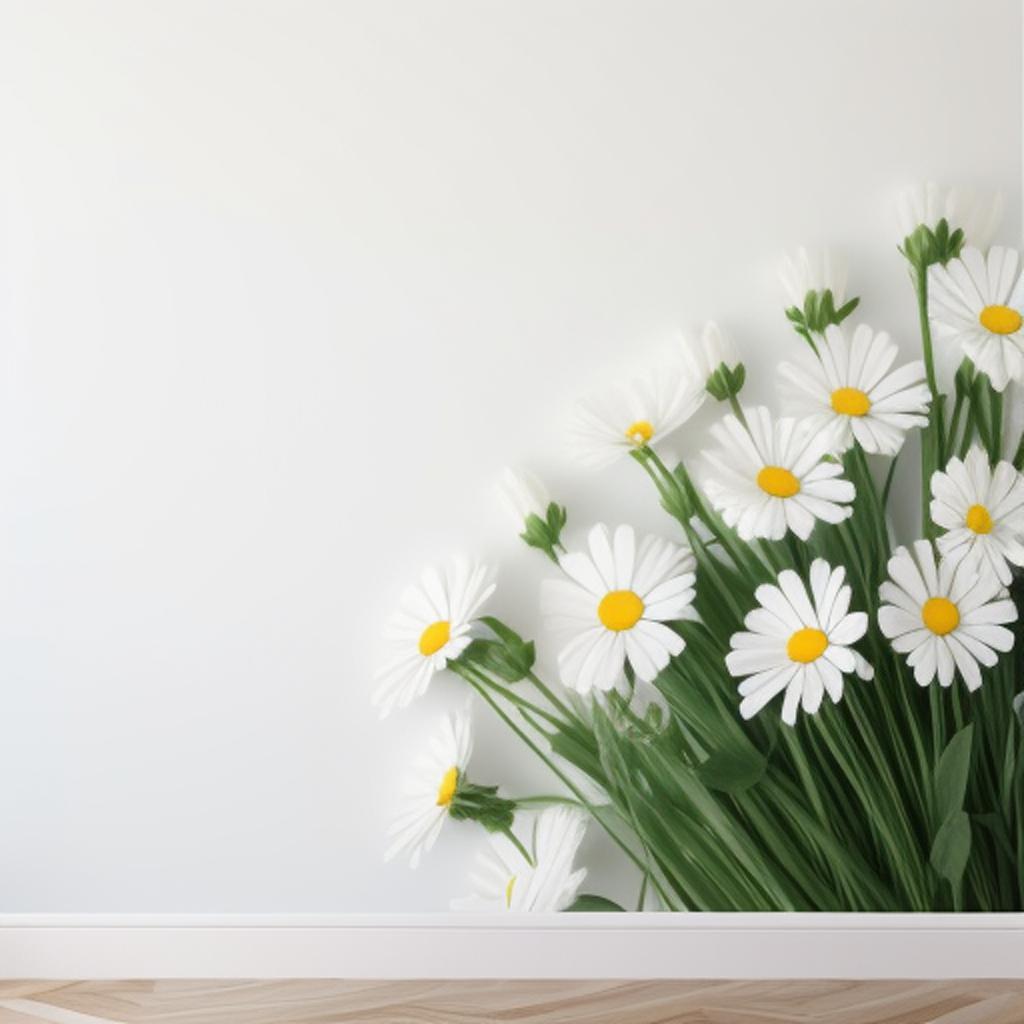 White background with daisies, by @ai_generated