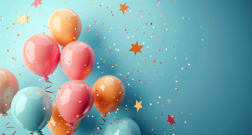 Colorful Balloons Floating Against Blue Background Stock Free