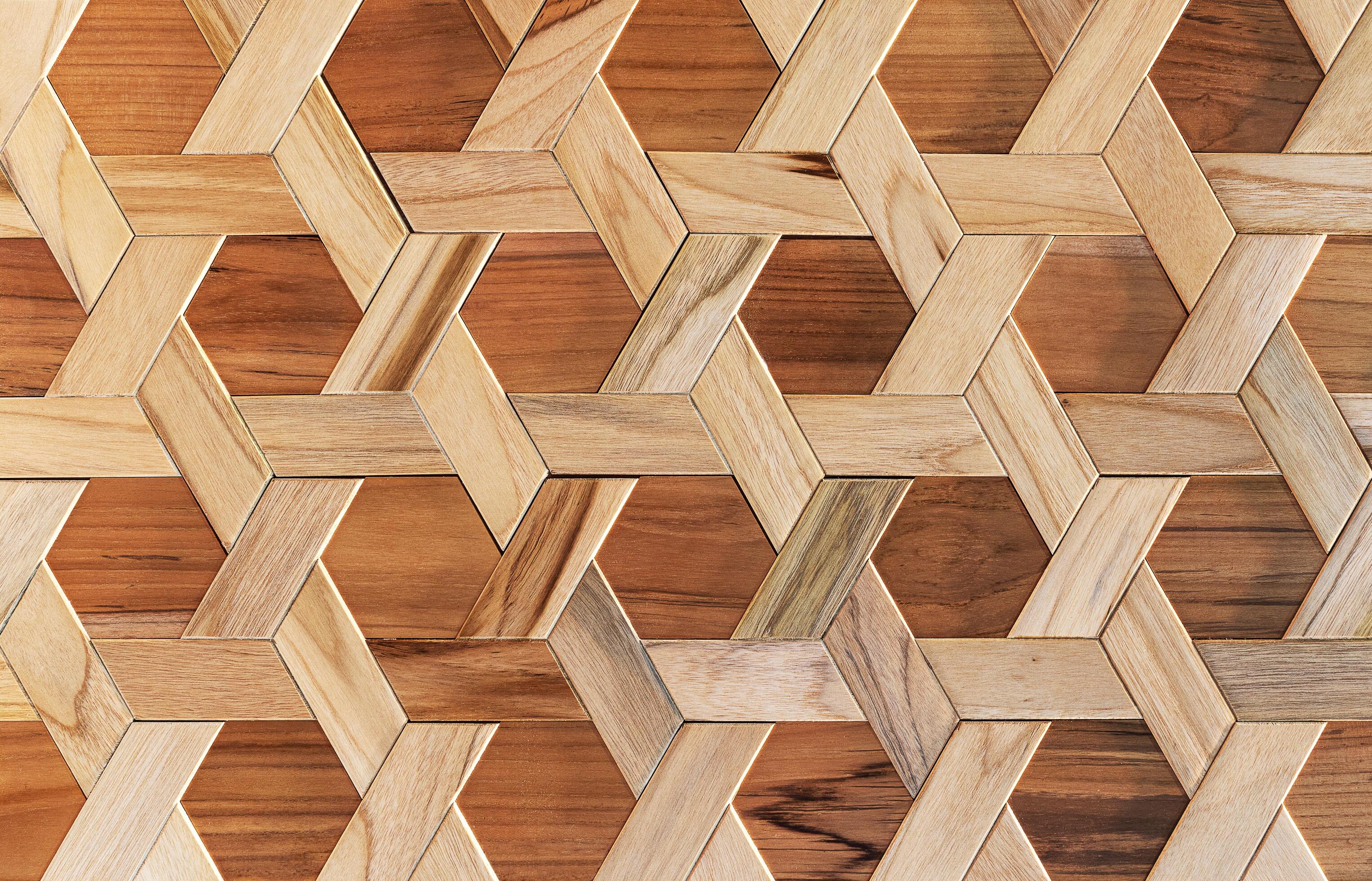 Texture wooden hexagon pattern wall background Stock Free