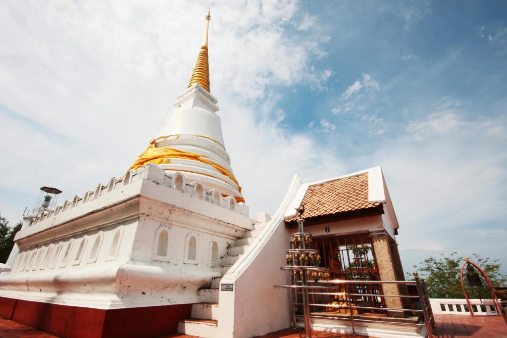 Heritage White Pagoda temple located at Tangkouan Hill of Songkla city, Thailand Stock Free