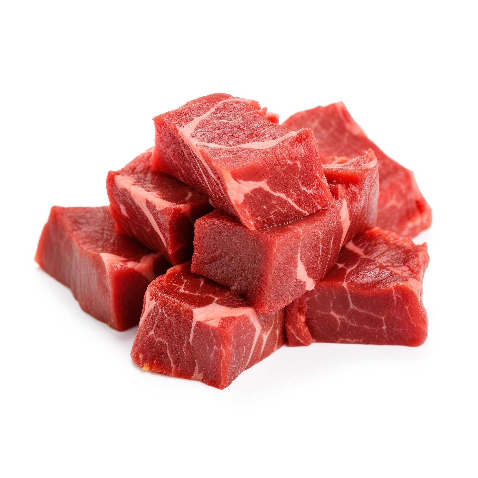 Slices of Beef Meat Food Isolated Image for Mock Up Illustration Still Image White Background with Stock Free