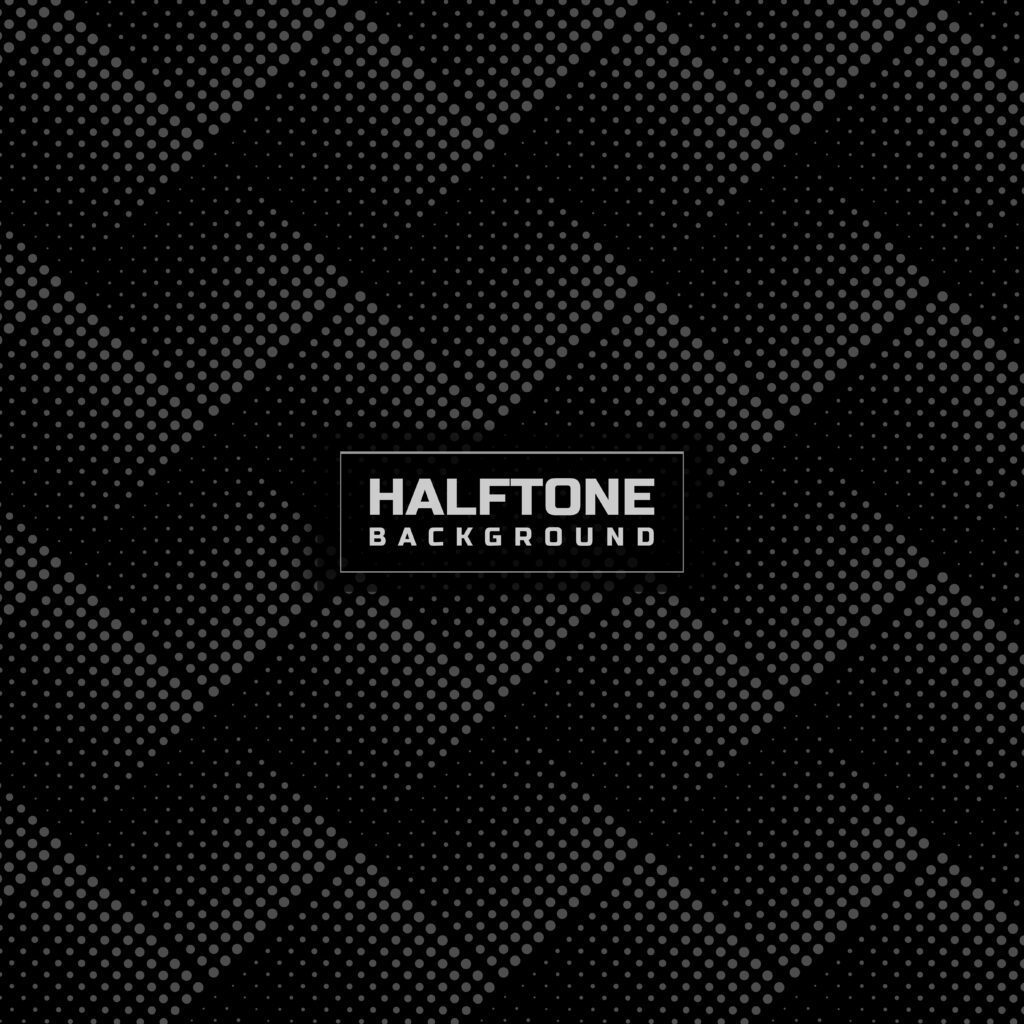 Abstract gray halftone lattice pattern on black background. Free Vector