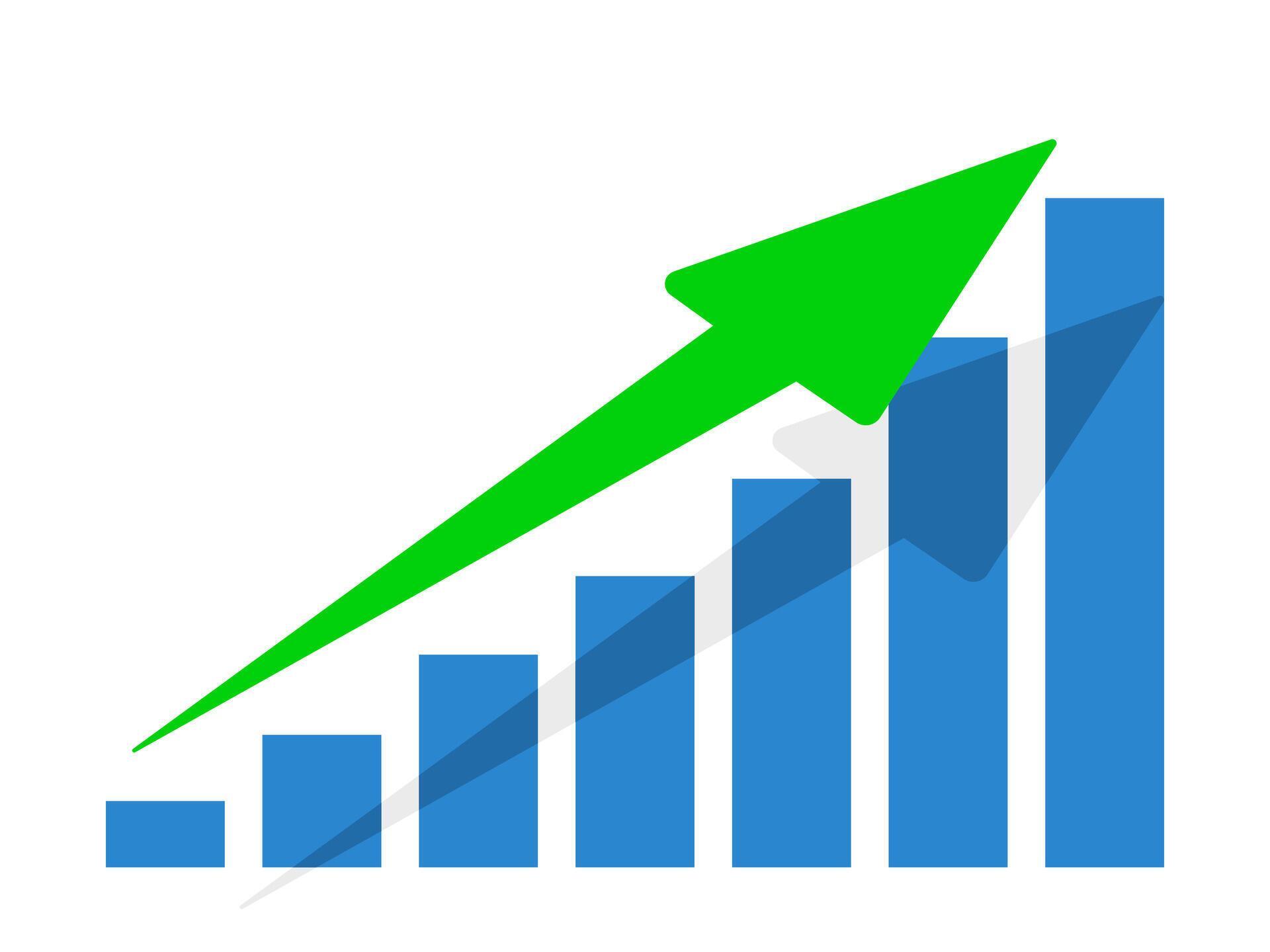 Growth graph with green arrow up Stock Free