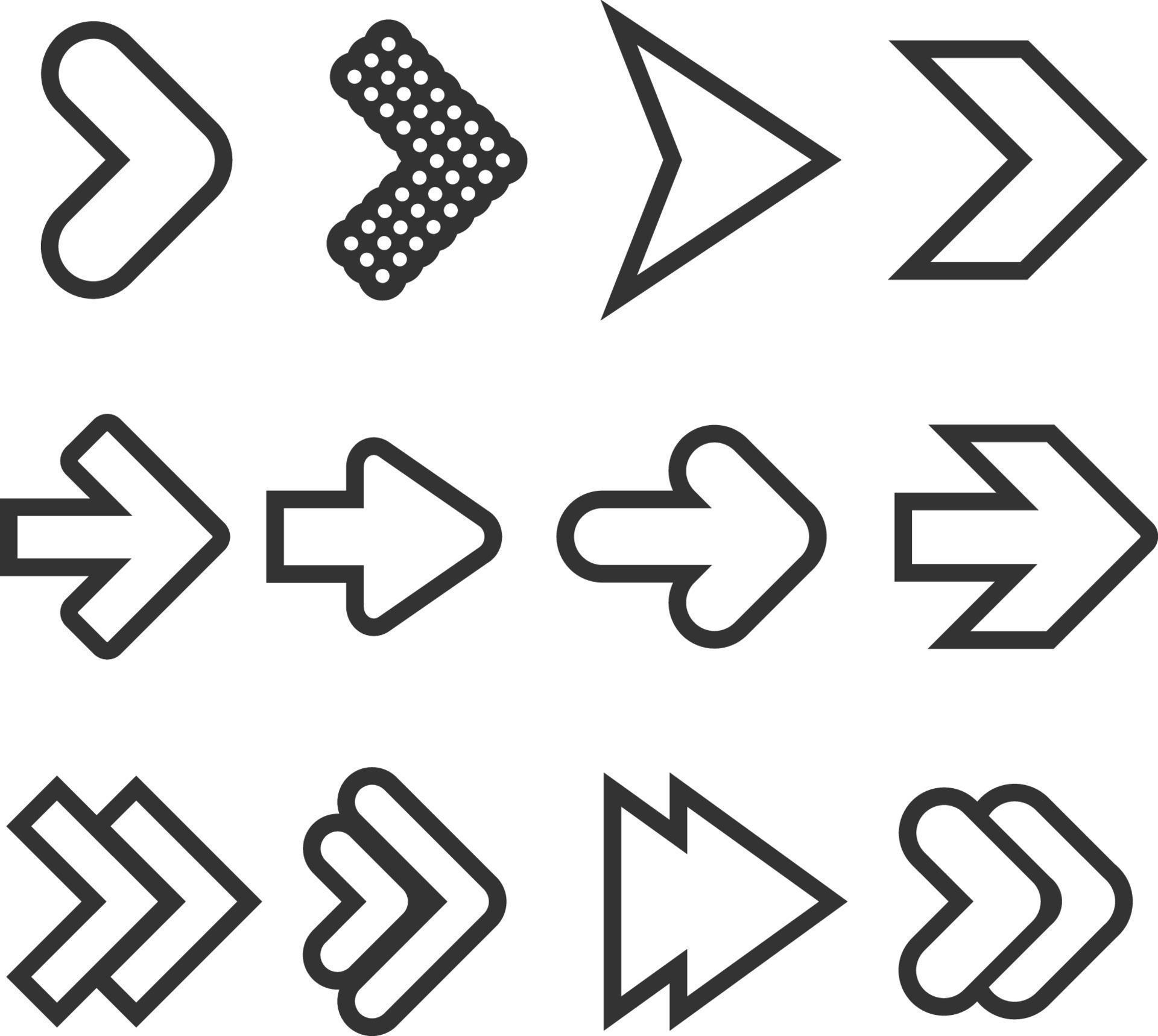 Arrow set icon. Colored arrow symbols. Arrow isolated vector graphic elements. Stock Free