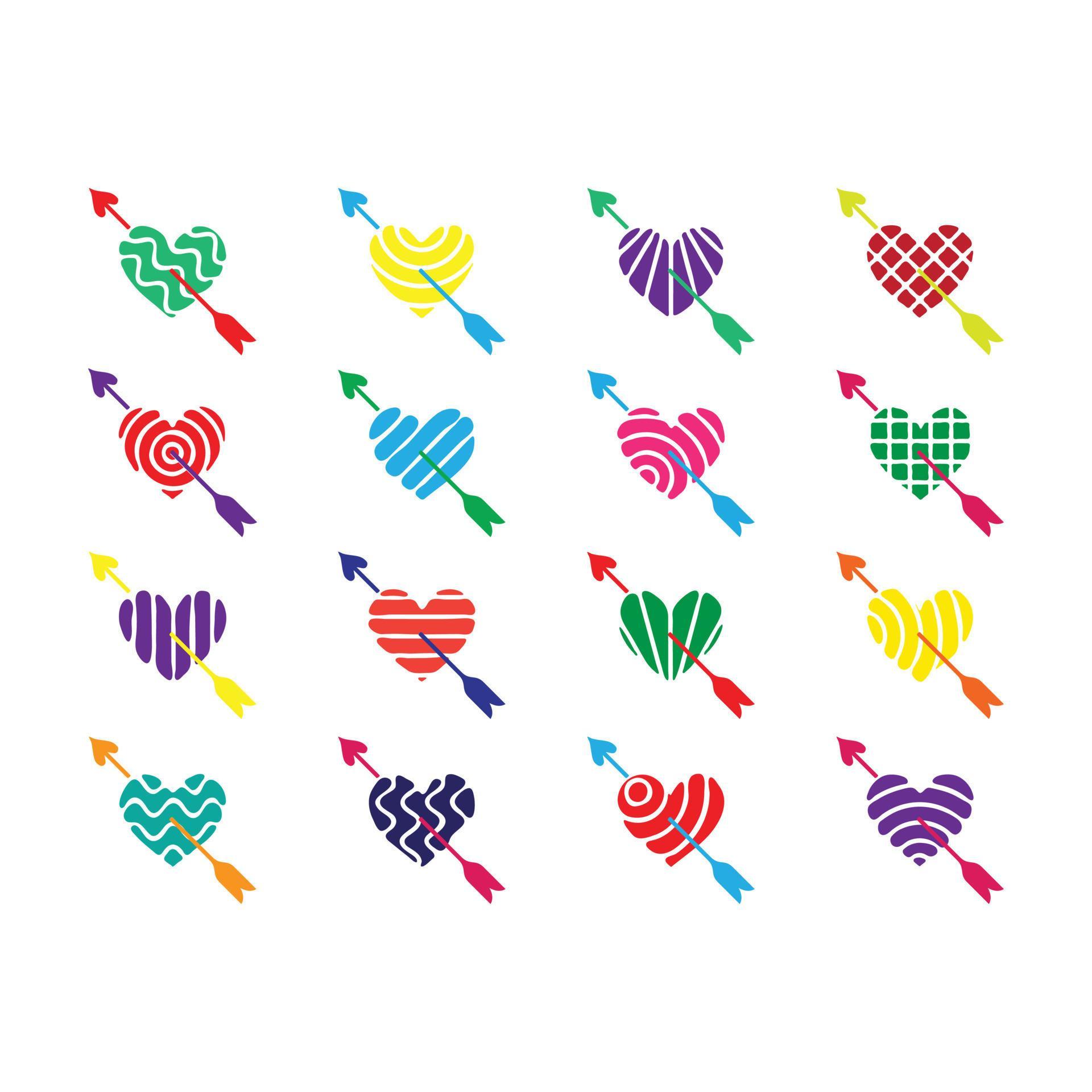 Collection of illustration heart with arrow icon. Stock Free