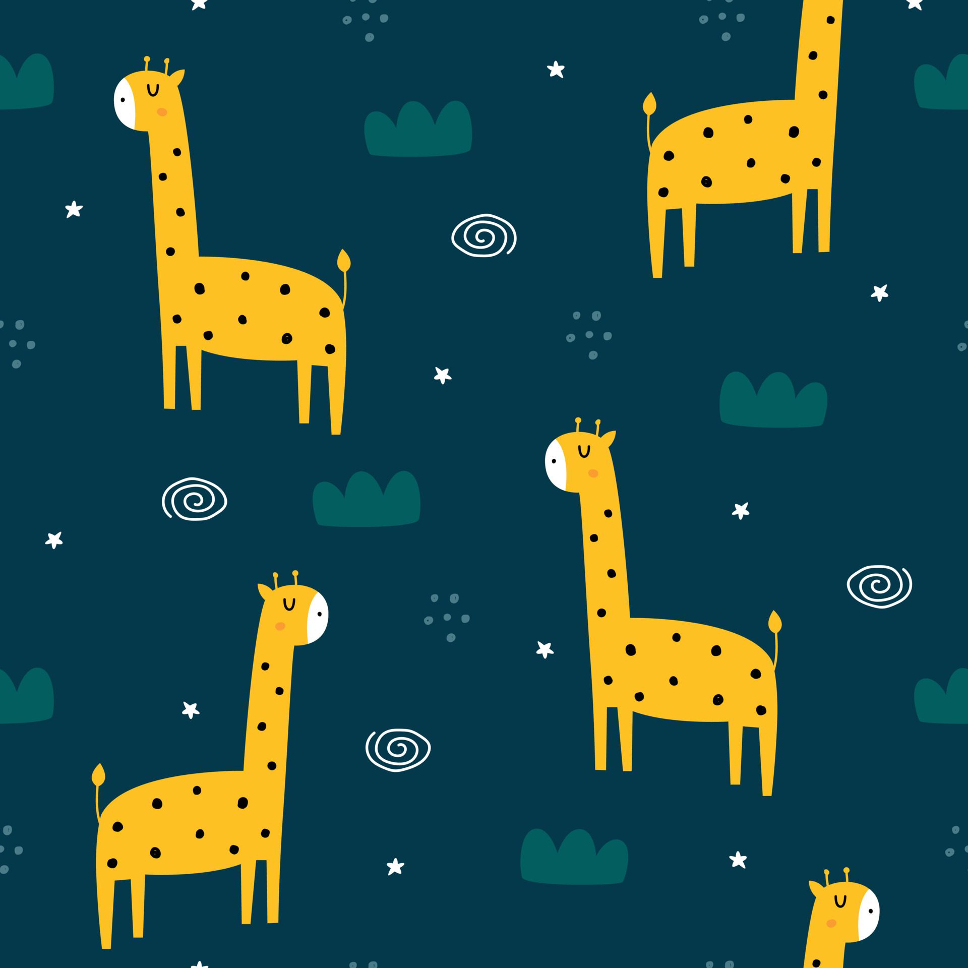 Giraffe baby seamless pattern hand drawn cartoon cute background for kids Free Vector