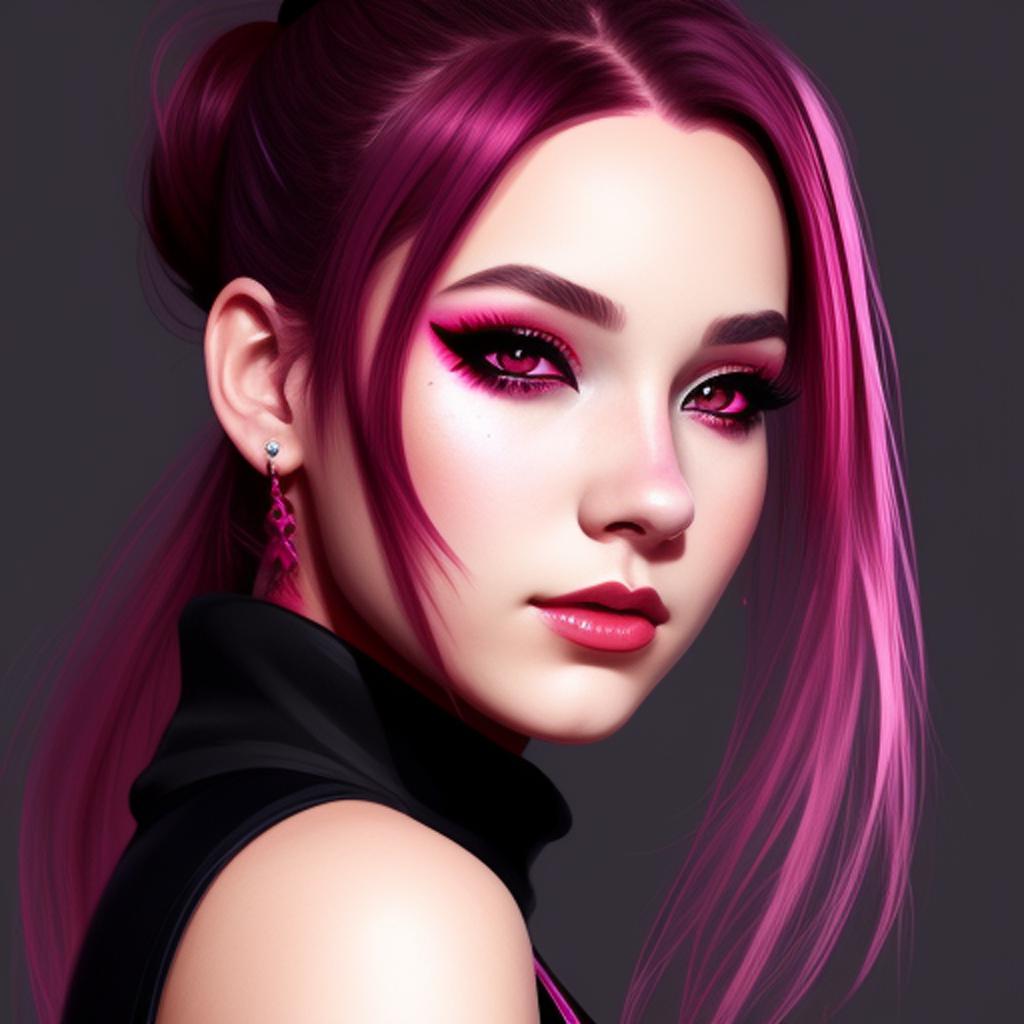 Girl with dark pink by @ai_generated