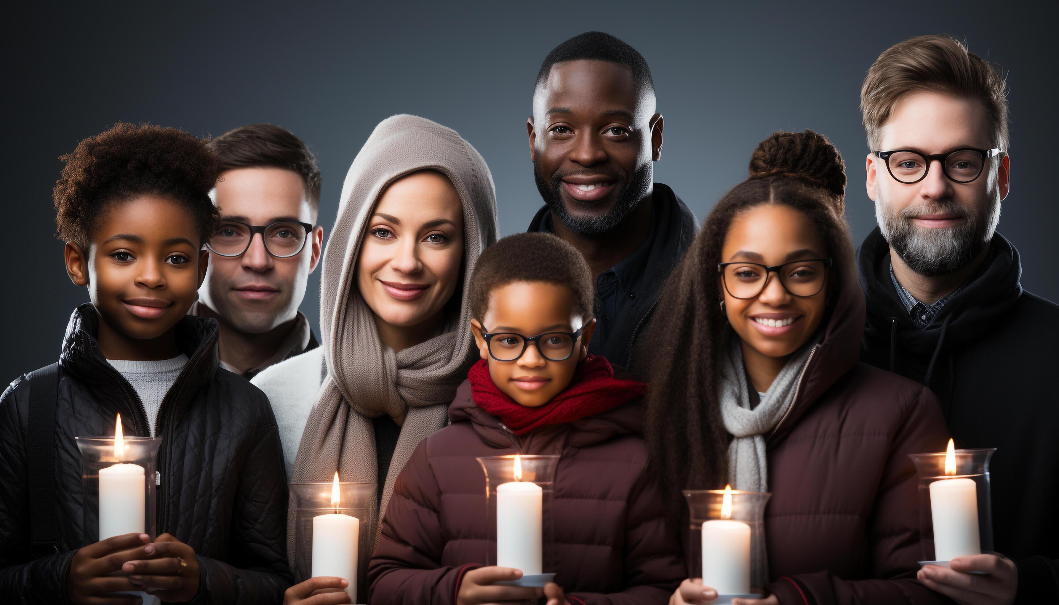 
									AI generated A joyful multi ethnic family celebrates love, unity, and spirituality generated by AI Stock Free