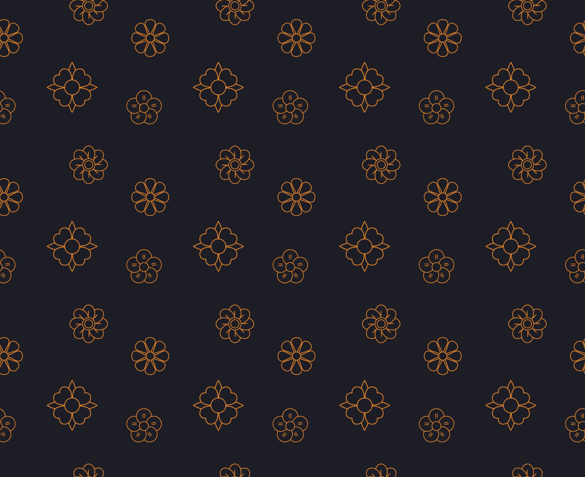 Golden Petals Seamless Pattern on dark background Fully Editable Free Vector