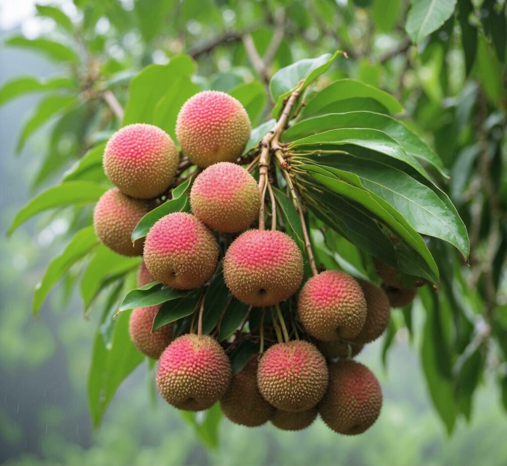 Lychee fruit on the tree in the garden, Thailand. Free Photo