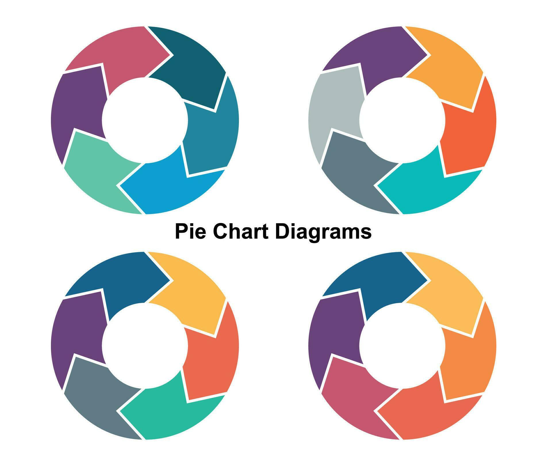 4 set of Circle Pie Chart Vector Art, Icons, and Graphics, Circle pie chart vector, 6-step pie chart, Circle arrows infographic. Stock Free