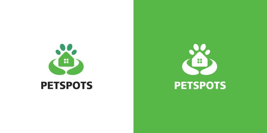 The simple and modern pet spots logo design is suitable for the pet business Stock Free