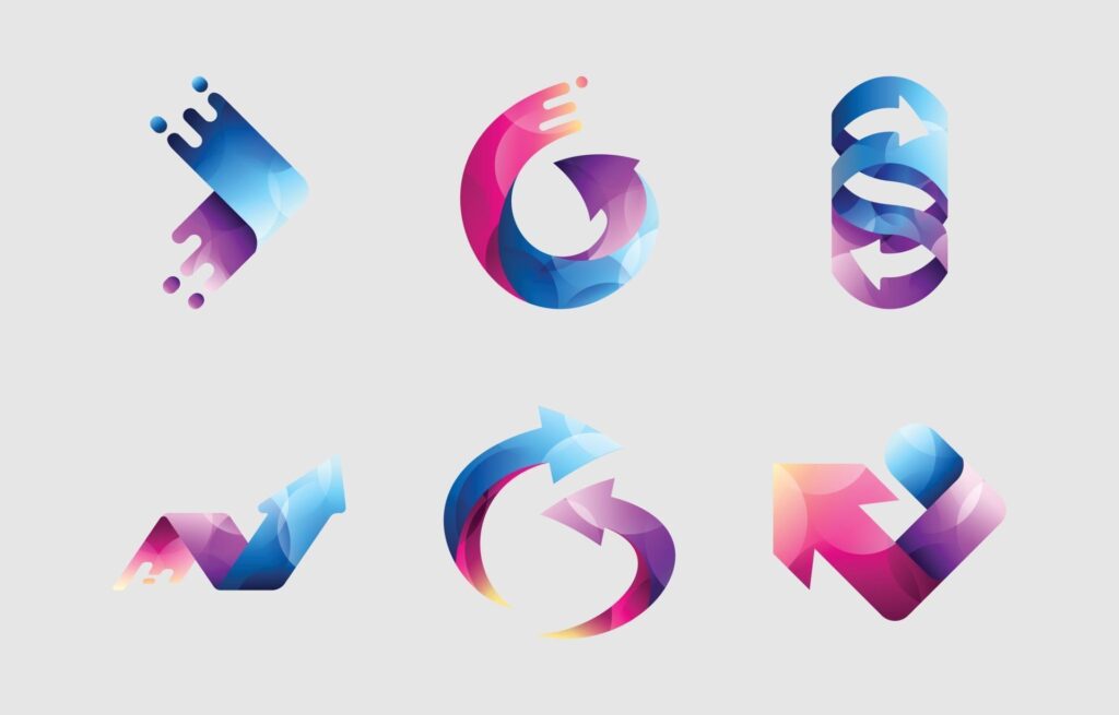 Collection of Colorful Abstract Arrow Logo Stock Free