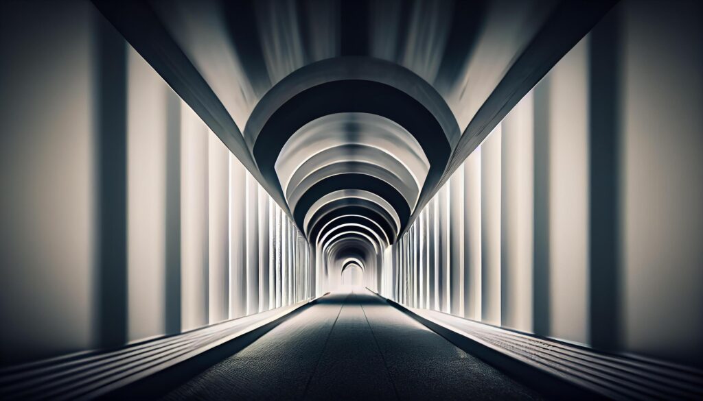 Futuristic architecture in underground subway station generated by AI Stock Free