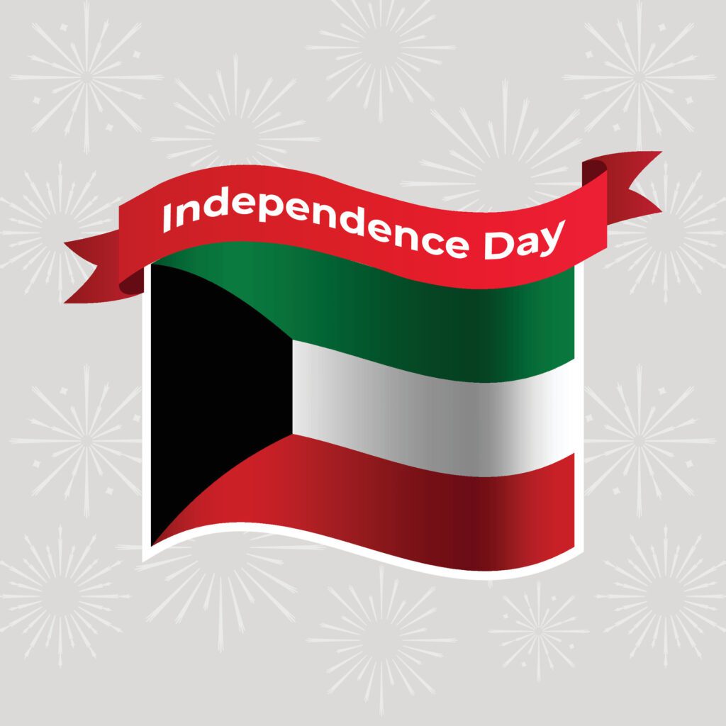 Kuwait Wavy Flag Independence Day Banner Background Free Vector